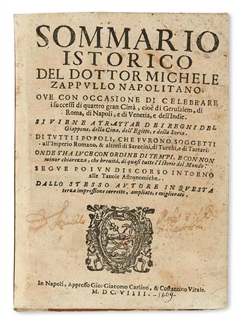 ZAPPULLO, MICHELE. Sommario Istorico.  1609